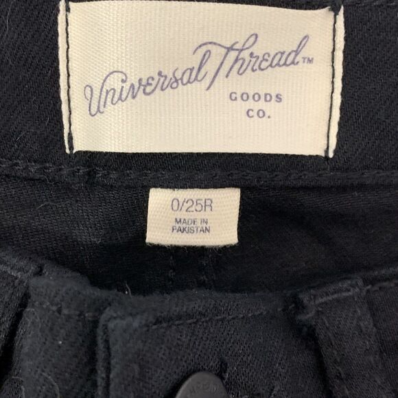 Universal Thread Womens Black Jeans Size 0 25R High Rise Slim Straight - Picture 10 of 11